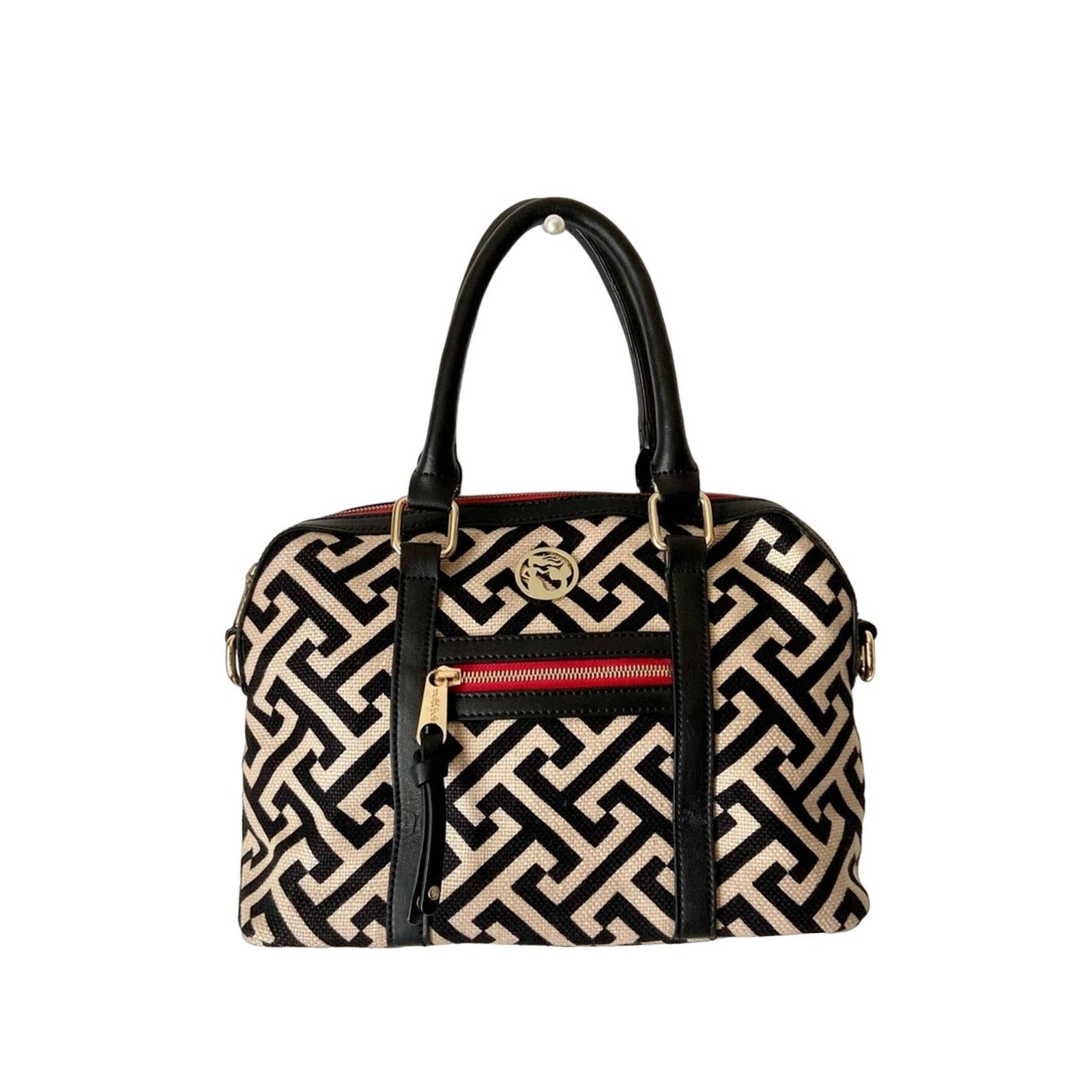 Spartina Black And Cream Patterned Hand Bag